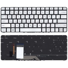 Клавиатура для ноутбука HP Spectre X360 13-4000, 13-4100, 13-4200 Серебристая с подсветкой, без рамки