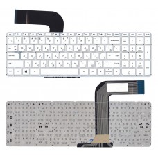 Клавиатура для ноутбука HP 17-p000, 17-p100, Envy 15-k000, 15-k100, 15-k200, 15-k300, 15-v000, Pavilion 15-p000, 15-p100, 15-p200, 15-p300, 17-f000, 17-f100, 17-f200 белая, без рамки