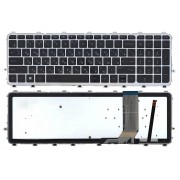 Клавиатура HP Envy TouchSmart 15-j000, 15-j100, 17-j000, 17-j100, 711505-251 Черная, с серебристой рамкой, с подсветкой