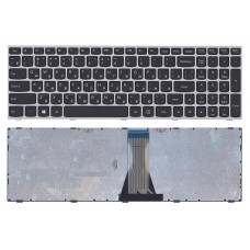 Клавиатура для ноутбука Lenovo Flex 2-15D, IdeaPad 300-15IBR, 300-15ISK, 300-17ISK, B50-45, G50-30, G50-45, G50-70, G50-75, G50-80, G70-80, S500, Z50-70, Z50-75, Z70-80 Черная, с серой рамкой