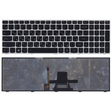 Клавиатура для ноутбука Lenovo Flex 2-15D, IdeaPad 300-15IBR, 300-15ISK, 300-17ISK, B50-45, G50-30, G50-45, G50-70, G50-75, G50-80, G70-80, S500, Z50-70, Z50-75, Z70-80 Черная, с серой рамкой, с подсветкой