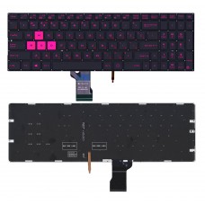 Клавиатура для ноутбука Asus ROG GL502VM, GL502VMK, GL502VS, GL502VSK, GL502VT, GL502VY черная, без рамки, с фиолетовой подсветкой