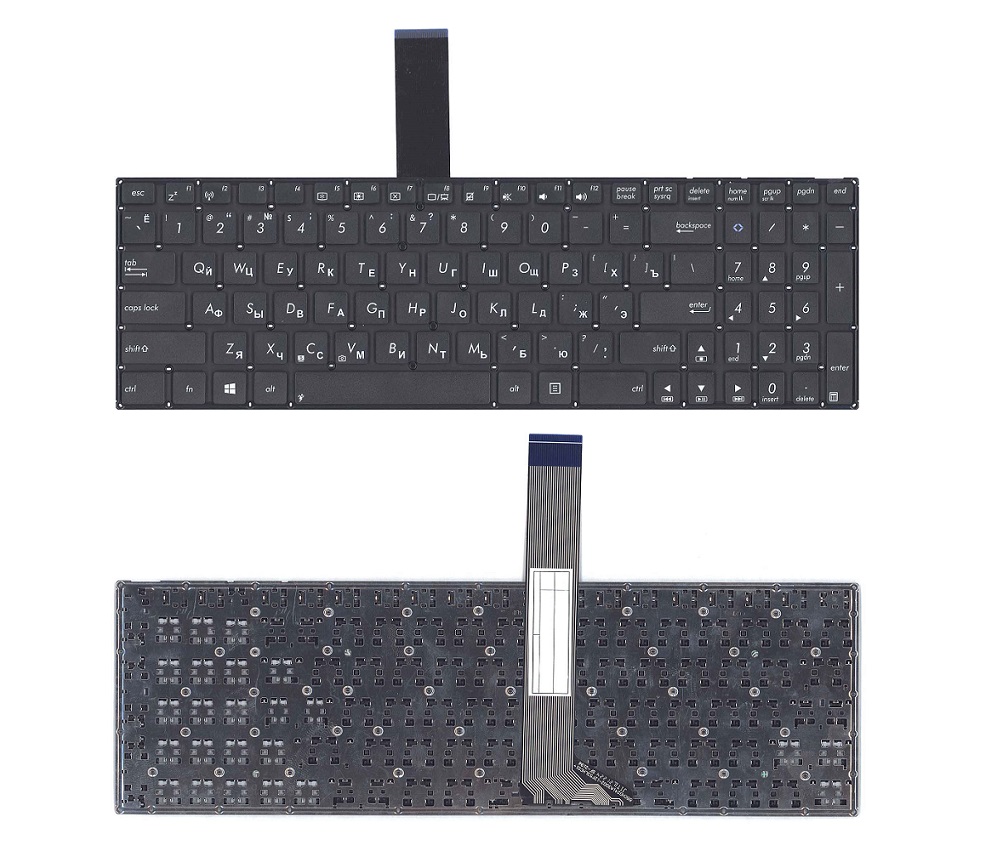 Клавиатура для ноутбука Asus A56, K56, S56, X502 чёрная, без рамки, плоский Enter