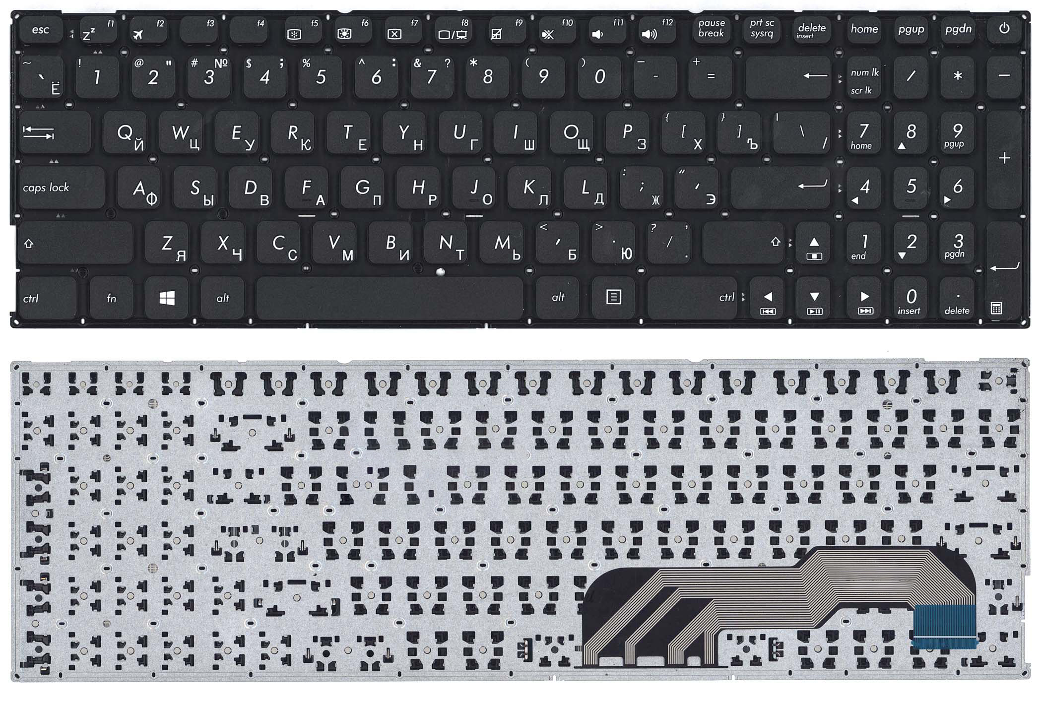 Клавиатура для ноутбука Asus VivoBook A541S, A541U, D541N, D541S, F541S, F541U, K541U, R541N, R541S, R541U, X541L, X541N, X541S, X541U, X541X Черная, без рамки