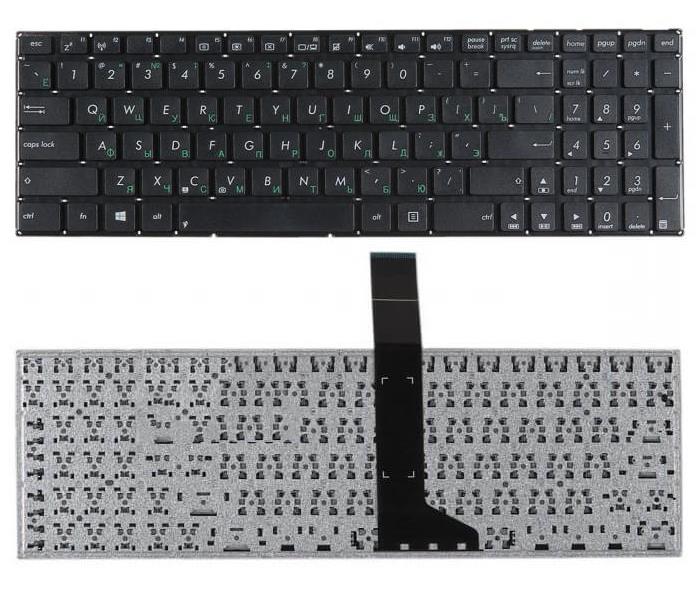 Клавиатура для ноутбука Asus X501A, X501U, X550, X550C, X550D, X550E, X550J, X550L, X550V, X550W, X550Z, X552, X552C, X552E, X552L, X552M, X552V, X552W, K550C, K550D, K550J, K550L, K550V, K552, A550, D552, F501, F550, F552, R510, R513 Черная, без рамки