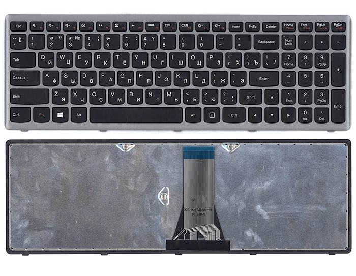 Клавиатура для ноутбука Lenovo IdeaPad Flex 15, 15D, G500S, G505, G505A, G505G, G505S, S500, S510, S510P, Z510 Черная, серая рамка