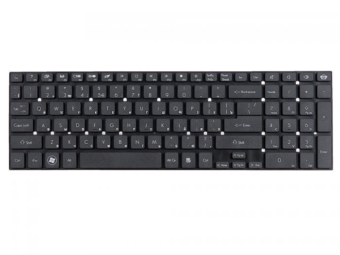 Клавиатура для ноутбука Gateway NV55, NV57, NV75, Packard Bell Easynote LS11, LS13, LS44, LV11, LV44, TS11, TS13, TS44, TS45, TSX62, TSX66, TV11, TV43, TV44 чёрная, без рамки