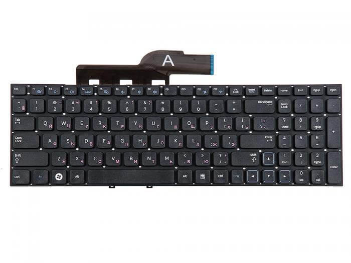 Клавиатура для ноутбука Samsung NP300E5A, NP300E5C, NP300E5E, NP300E5X, NP300E5Z, NP300V5A, NP300V5Z, NP305E5A, NP305E5Z, NP305V5A, NP305V5Z Чёрная, без рамки