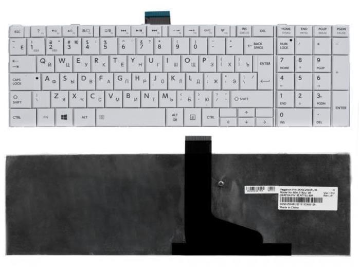 Клавиатура для ноутбука Toshiba Satellite C850D, C855D, C870D, C875D, L850D, L855D, L870D, L875D, P870D, P875D, P850D, P855D, P870D, P875D, Qosmio X870, X875 Белая