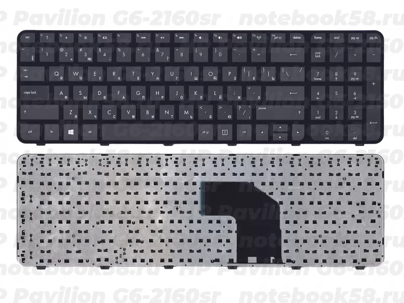 Клавиатура для ноутбука HP Pavilion G6-2160sr черная, с рамкой