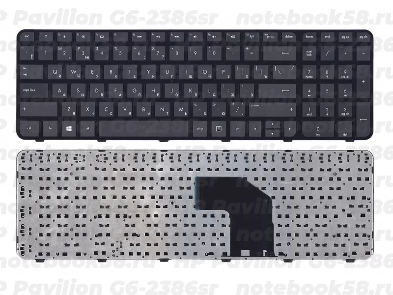 Клавиатура для ноутбука HP Pavilion G6-2386sr черная, с рамкой